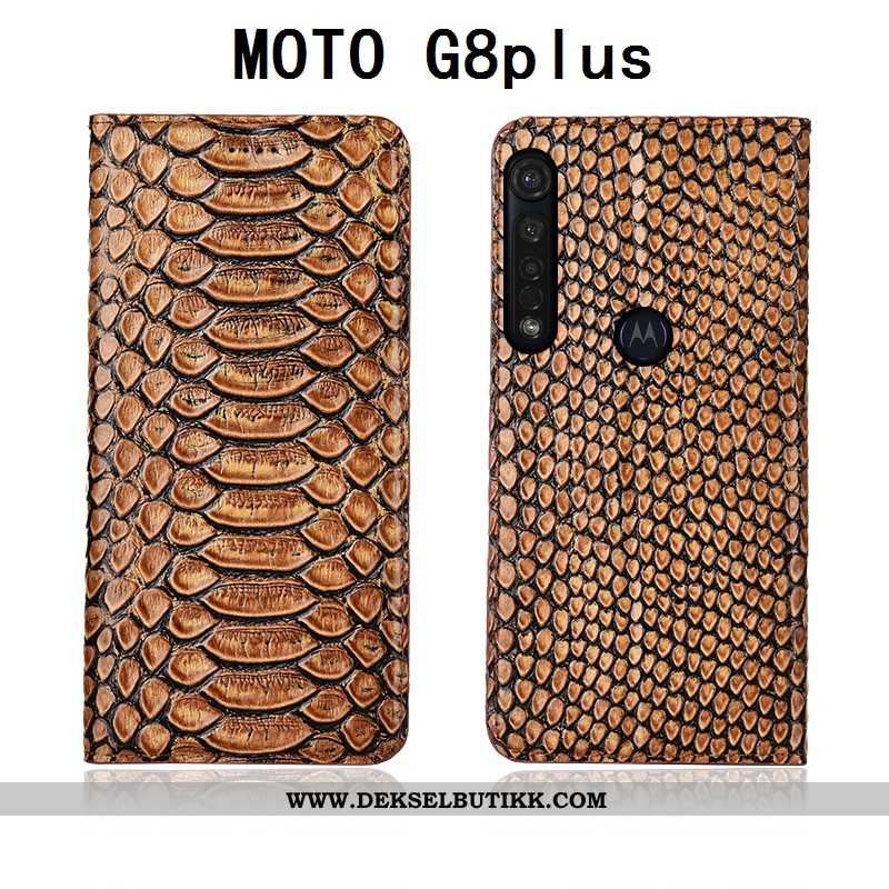 Etui Moto G8 Plus Skinn Svart Alt Inkludert Anti-fall, Deksel Moto G8 Plus Myke Rabatt