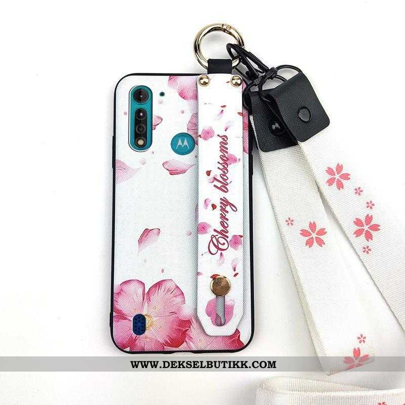 Etui Moto G8 Power Lite Myke Blomster Mobiltelefon Rosa, Deksel Moto G8 Power Lite Beskyttelse Billi