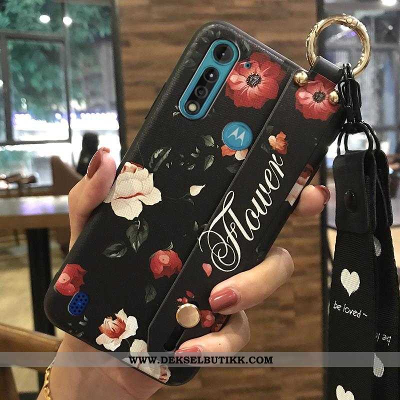 Etui Moto G8 Power Lite Myke Blomster Mobiltelefon Rosa, Deksel Moto G8 Power Lite Beskyttelse Billi