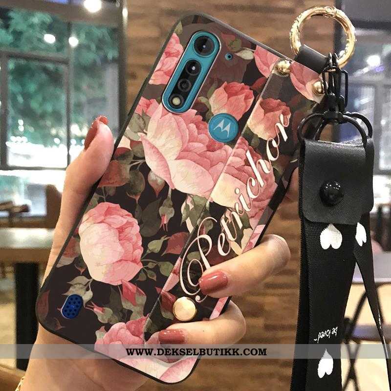 Etui Moto G8 Power Lite Myke Blomster Mobiltelefon Rosa, Deksel Moto G8 Power Lite Beskyttelse Billi