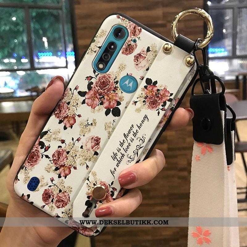 Etui Moto G8 Power Lite Myke Blomster Mobiltelefon Rosa, Deksel Moto G8 Power Lite Beskyttelse Billi