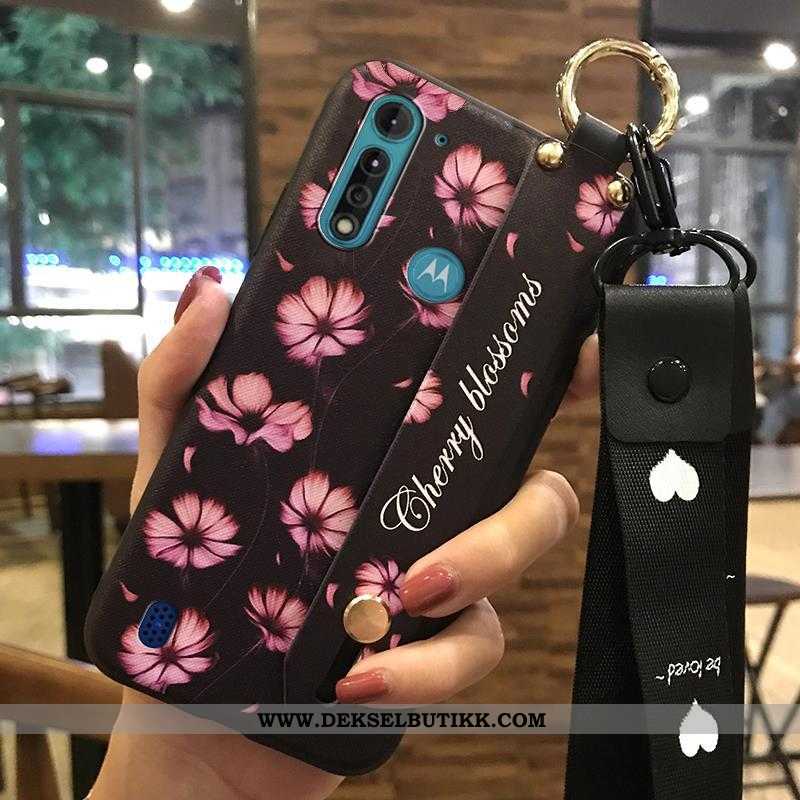 Etui Moto G8 Power Lite Myke Blomster Mobiltelefon Rosa, Deksel Moto G8 Power Lite Beskyttelse Billi