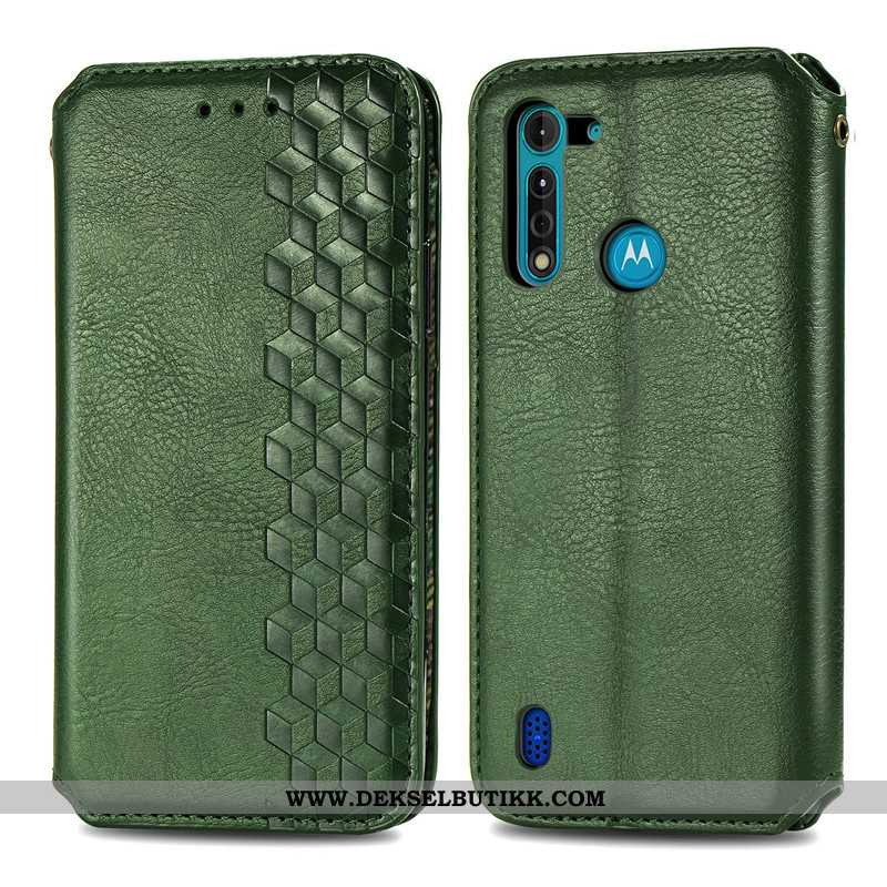 Etui Moto G8 Power Lite Skinndeksel Deksel Preging Tredimensjonale Grønn, Moto G8 Power Lite Hengend