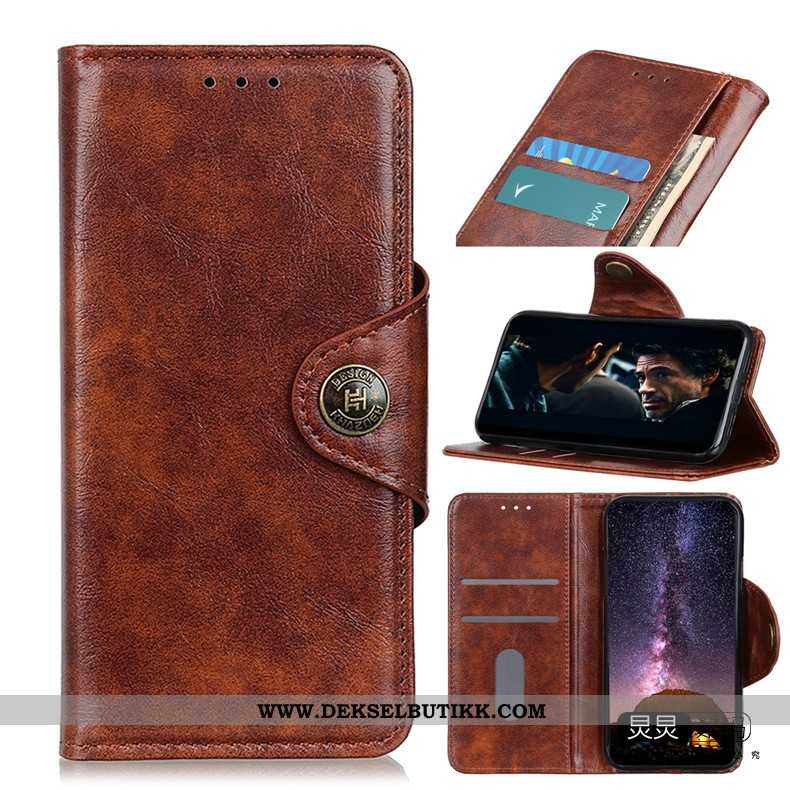 Etui Moto G8 Power Lite Vintage Skinn Deksel Brun, Moto G8 Power Lite Myke Tilbud