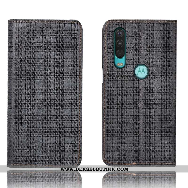 Etui Motorola One Action Skinndeksel Anti-fall Folio Svart, Deksel Motorola One Action Beskyttelse B