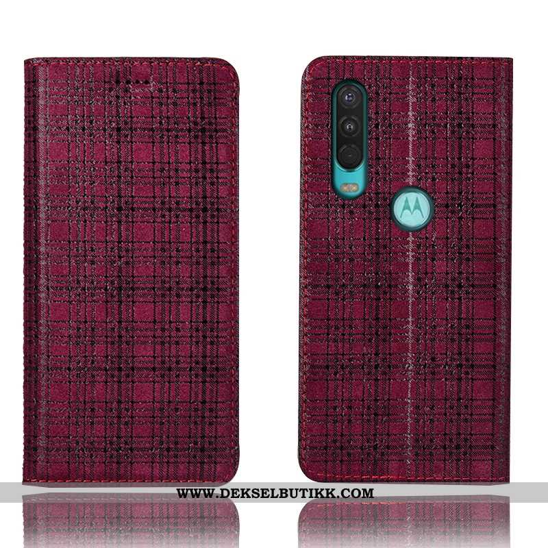 Etui Motorola One Action Skinndeksel Anti-fall Folio Svart, Deksel Motorola One Action Beskyttelse B