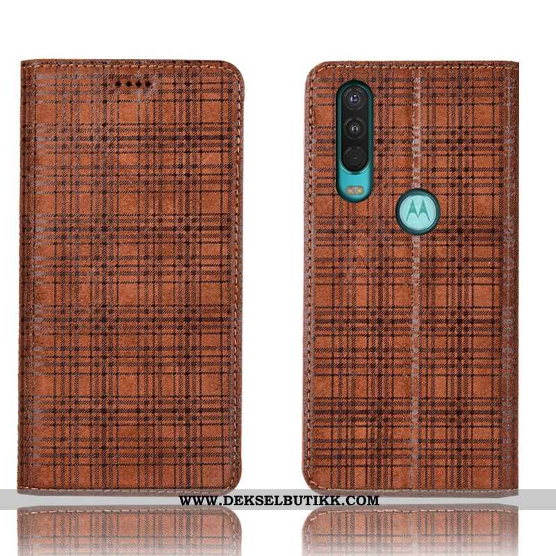 Etui Motorola One Action Skinndeksel Anti-fall Folio Svart, Deksel Motorola One Action Beskyttelse B