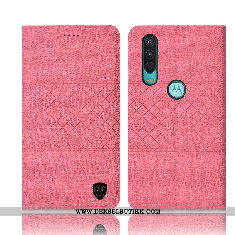 Etui Motorola One Action Skinndeksel Bomull Alt Inkludert Folio Svart, Deksel Motorola One Action Be