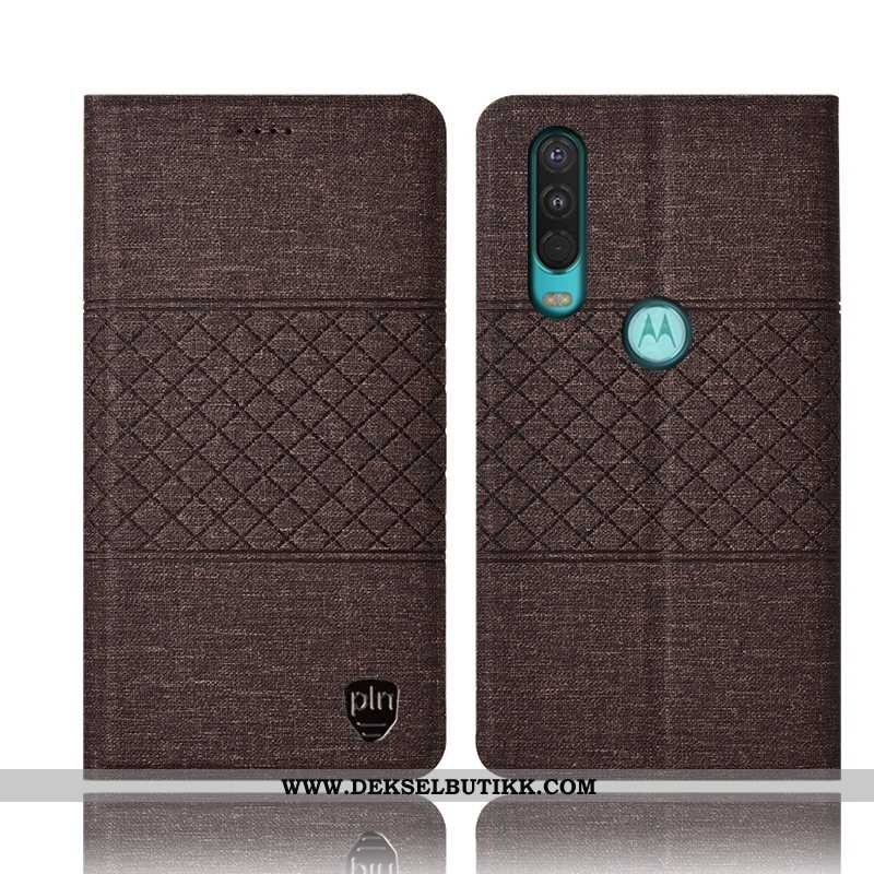 Etui Motorola One Action Skinndeksel Bomull Alt Inkludert Folio Svart, Deksel Motorola One Action Be