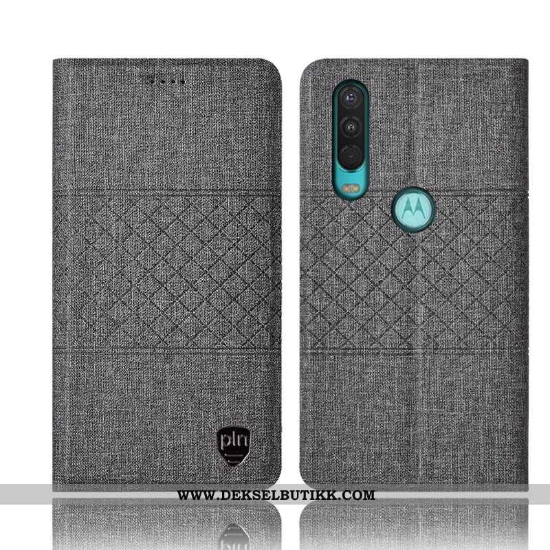 Etui Motorola One Action Skinndeksel Bomull Alt Inkludert Folio Svart, Deksel Motorola One Action Be