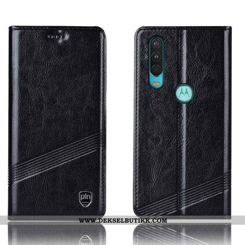 Etui Motorola One Action Skinndeksel Deksel Folio Rød, Motorola One Action Beskyttelse Rabatt