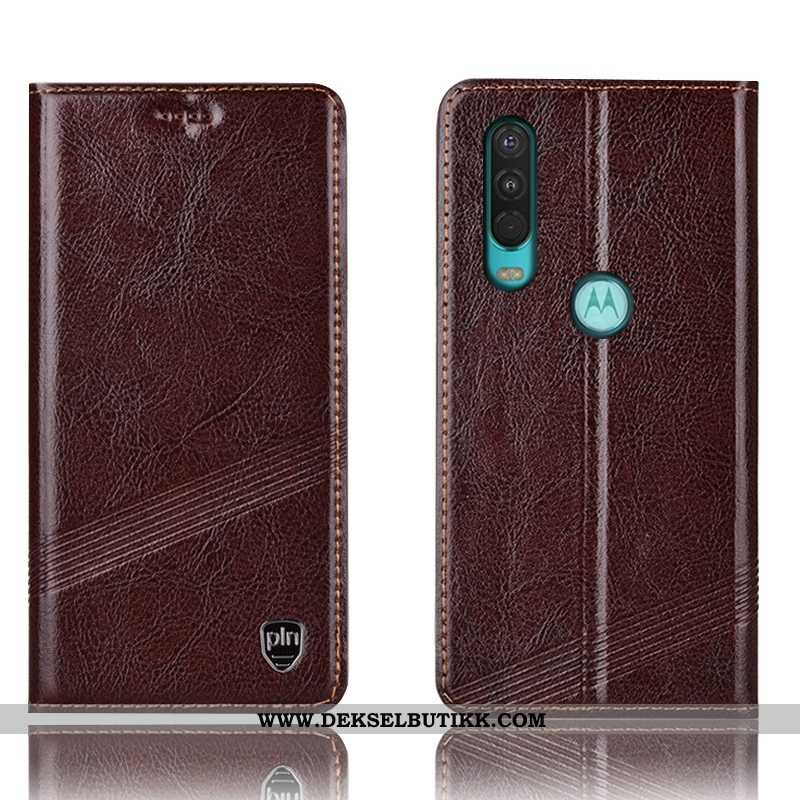 Etui Motorola One Action Skinndeksel Deksel Folio Rød, Motorola One Action Beskyttelse Rabatt