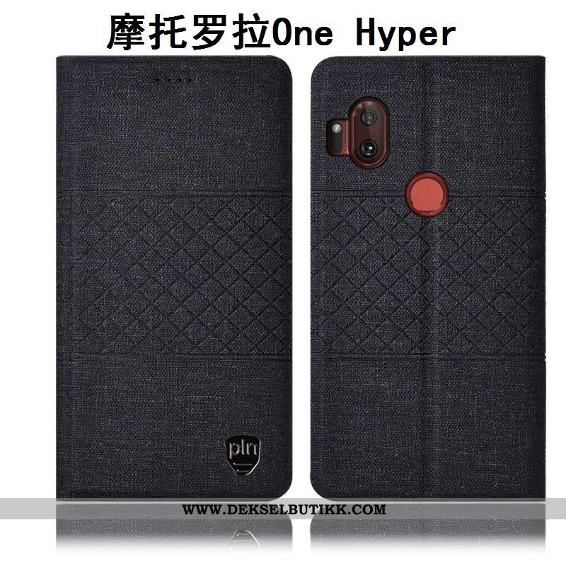 Etui Motorola One Hyper Beskyttelse Deksel Folio Svart, Motorola One Hyper Bomull Tilbud