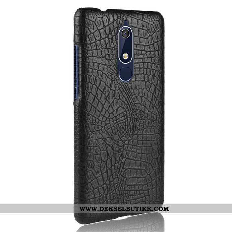 Etui Nokia 5.1 Beskyttelse Mobiltelefon Skinn Lær Av Personlighet Svart, Deksel Nokia 5.1 Nubuck Bil