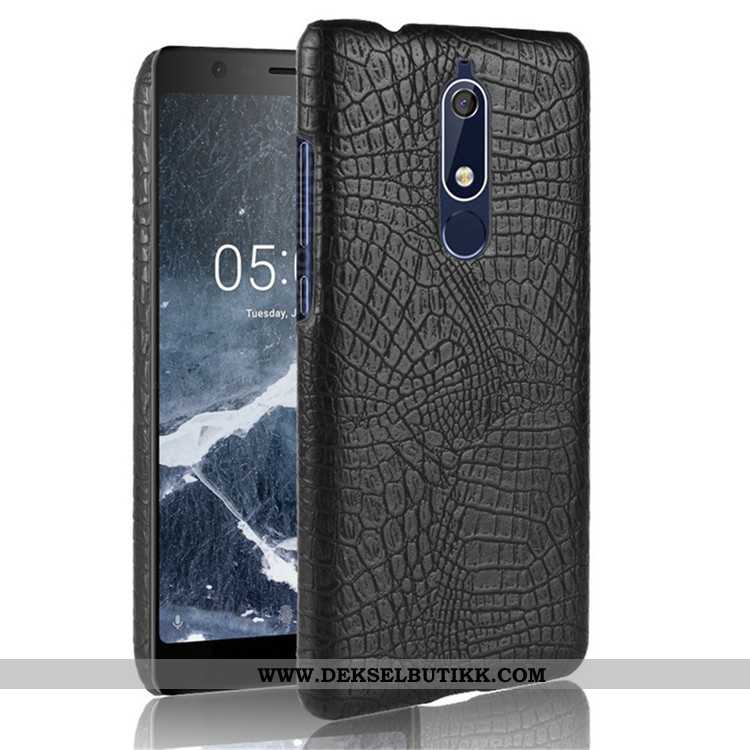 Etui Nokia 5.1 Beskyttelse Mobiltelefon Skinn Lær Av Personlighet Svart, Deksel Nokia 5.1 Nubuck Bil