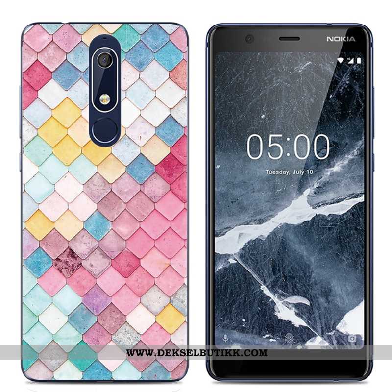 Etui Nokia 5.1 Gjennomsiktig Myke Beskyttelse Enkel Rosa, Deksel Nokia 5.1 Kreativ Billige