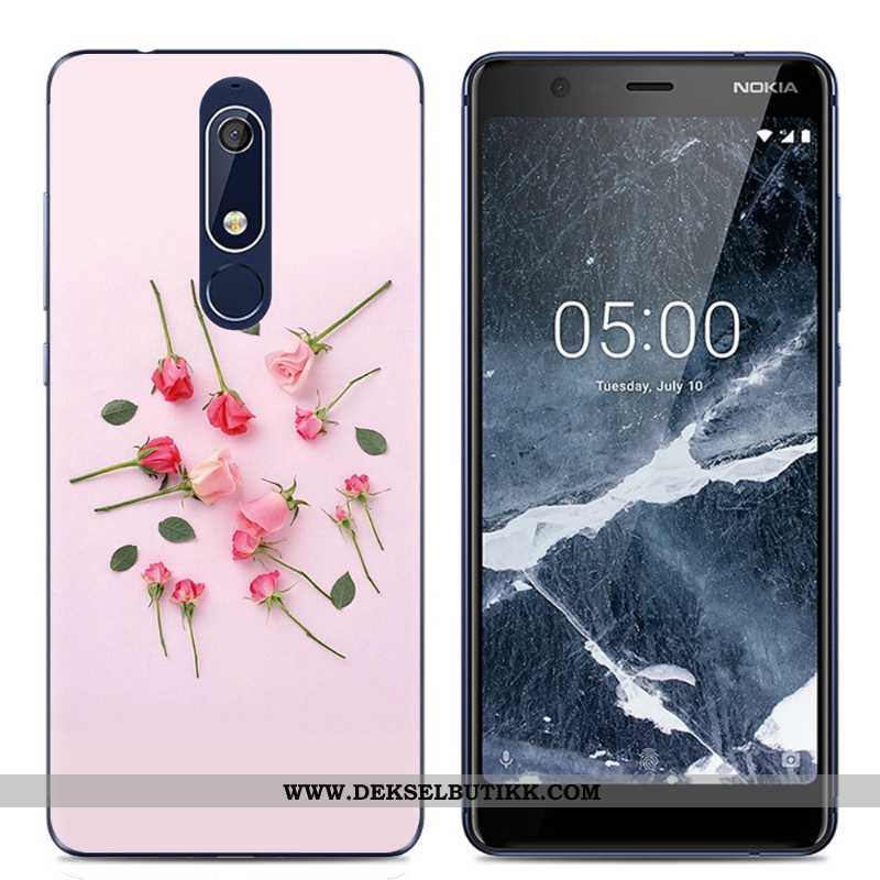 Etui Nokia 5.1 Gjennomsiktig Myke Beskyttelse Enkel Rosa, Deksel Nokia 5.1 Kreativ Billige