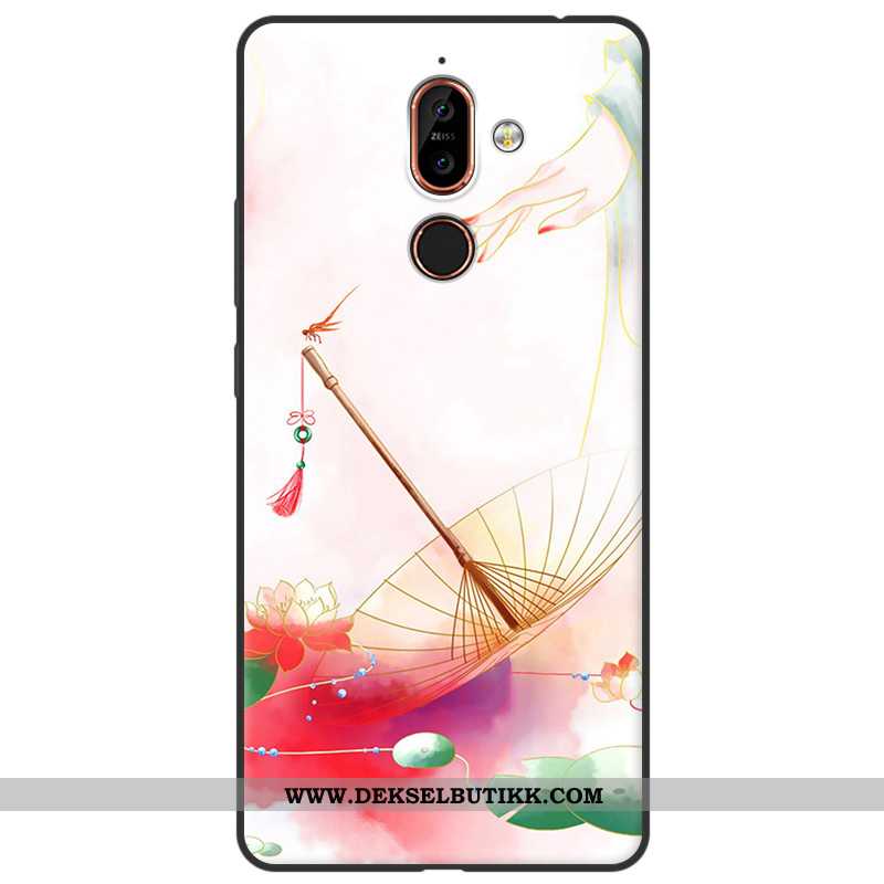 Etui Nokia 7 Plus Nubuck Silikon Kunst Mobiltelefon Rød, Deksel Nokia 7 Plus Myke Rabatt