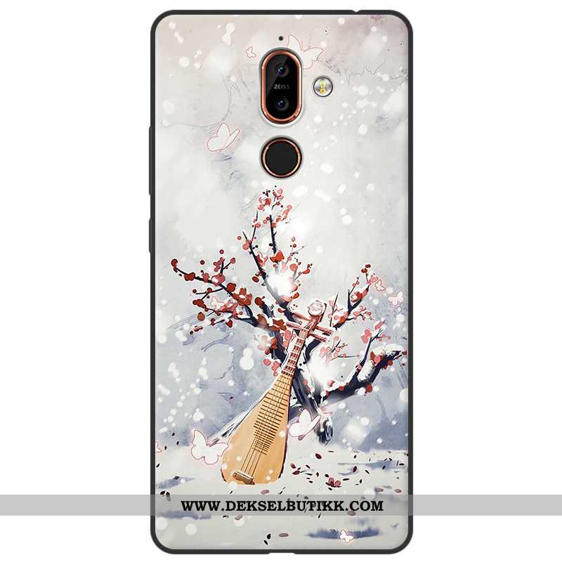 Etui Nokia 7 Plus Nubuck Silikon Kunst Mobiltelefon Rød, Deksel Nokia 7 Plus Myke Rabatt