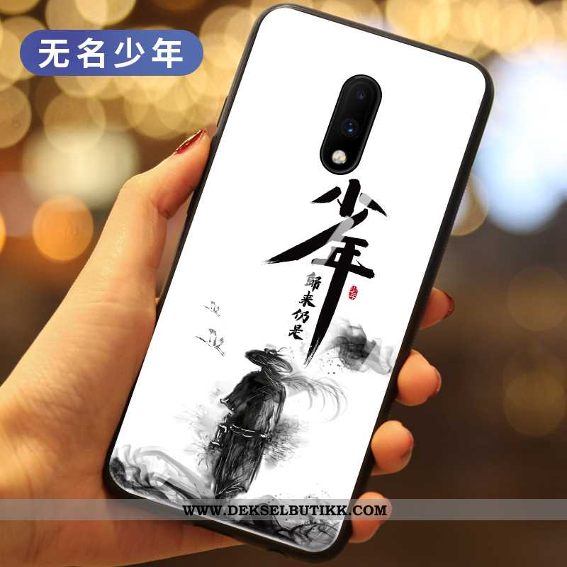 Etui Oneplus 7 Av Personlighet Glass Mobiltelefon Hvitt, Deksel Oneplus 7 Kreativ Tilbud