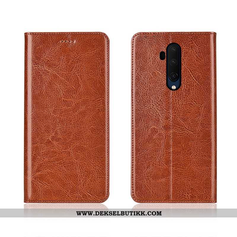 Etui Oneplus 7t Pro Skinndeksel Deksel Clamshell Mobiltelefon Brun, Oneplus 7t Pro Skinn Rabatt