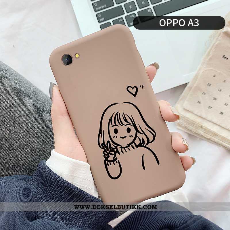 Etui Oppo A3 Cartoon Deksel Mobiltelefon Net Red Grå, Oppo A3 Trend Salg