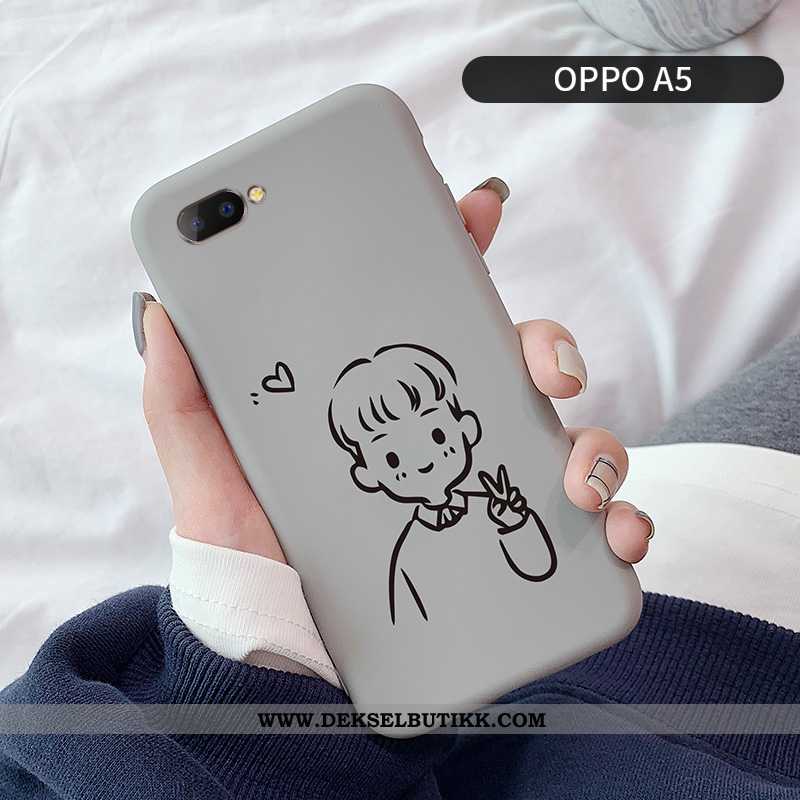 Etui Oppo A3 Cartoon Deksel Mobiltelefon Net Red Grå, Oppo A3 Trend Salg