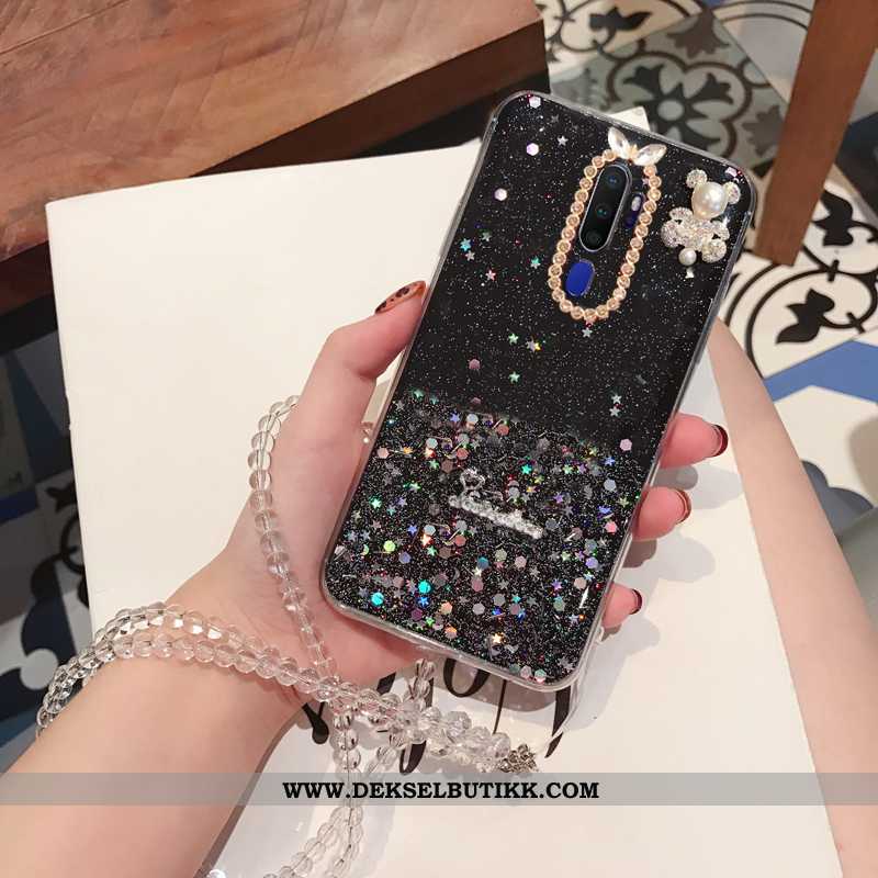 Etui Oppo A9 2020 Beskyttelse Myke Mote Grønn, Deksel Oppo A9 2020 Med Strass Billig