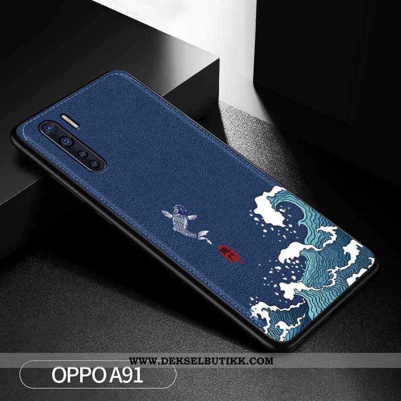 Etui Oppo A91 Beskyttelse Anti-fall Drage Kreativ Mørkeblå, Deksel Oppo A91 Av Personlighet På Nett