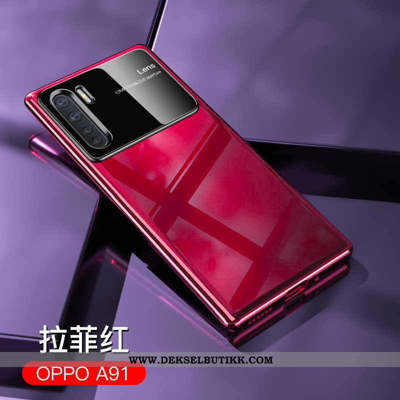 Etui Oppo A91 Luksus Glass Lovers Deksel Hvitt, Oppo A91 Av Personlighet Tilbud