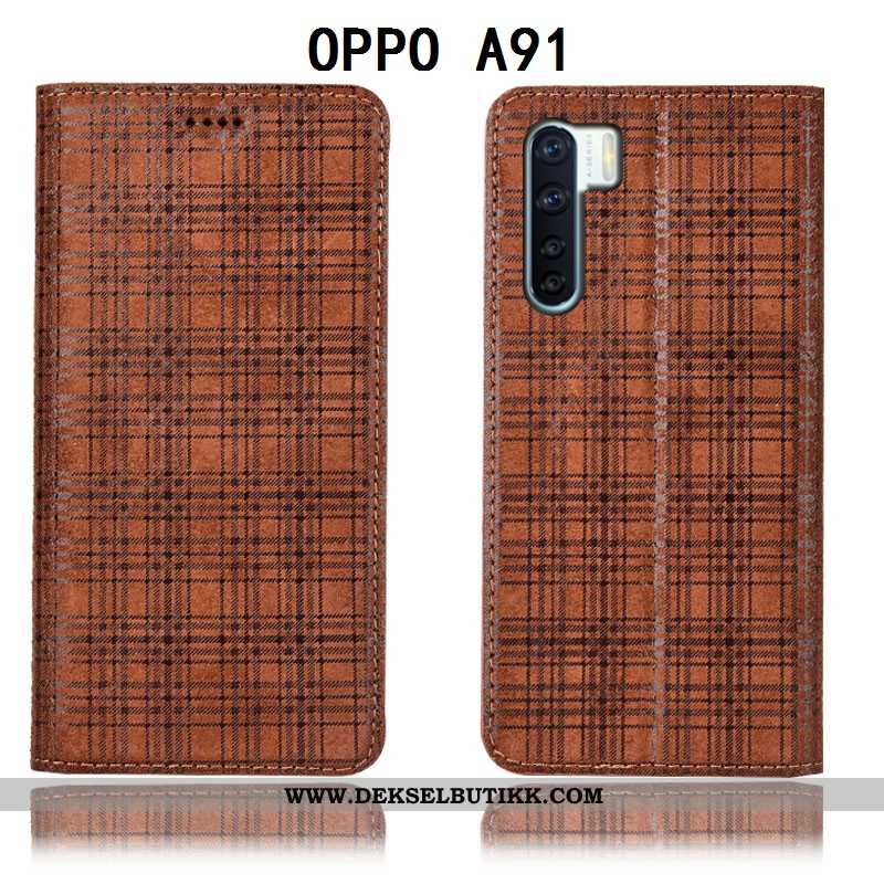 Etui Oppo A91 Mønster Vin Rød Rutete Alt Inkludert Burgunder, Deksel Oppo A91 Beskyttelse Billige