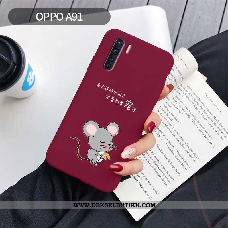 Etui Oppo A91 Silikon Ultra Mobiltelefon Enkel Rød, Deksel Oppo A91 Beskyttelse Billig