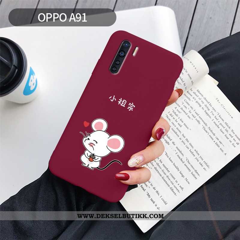 Etui Oppo A91 Silikon Ultra Mobiltelefon Enkel Rød, Deksel Oppo A91 Beskyttelse Billig