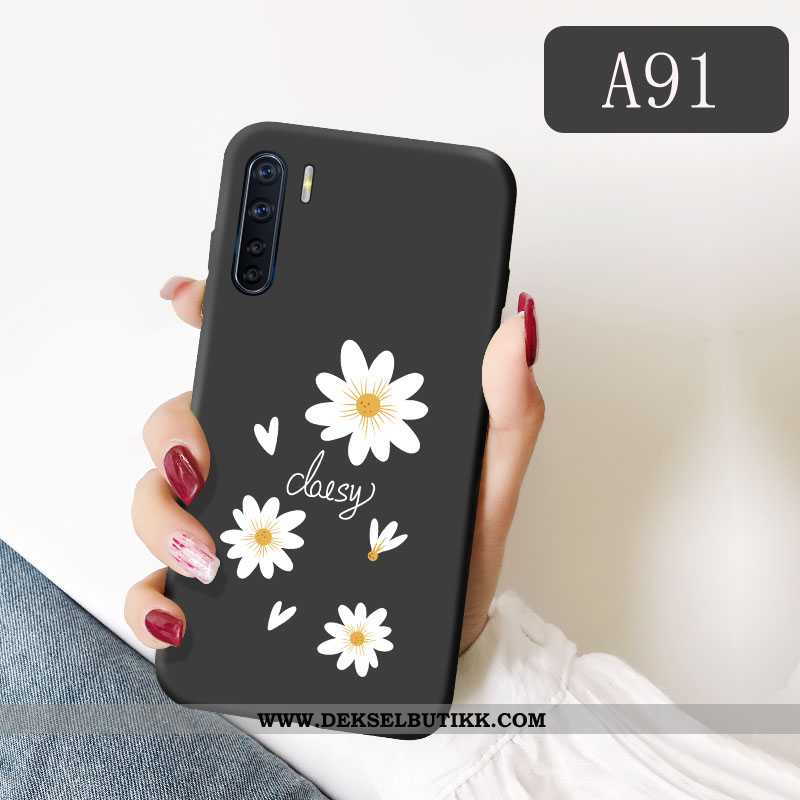 Etui Oppo A91 Tynne Trend Anti-fall Nubuck Svart, Deksel Oppo A91 Myke Tilbud