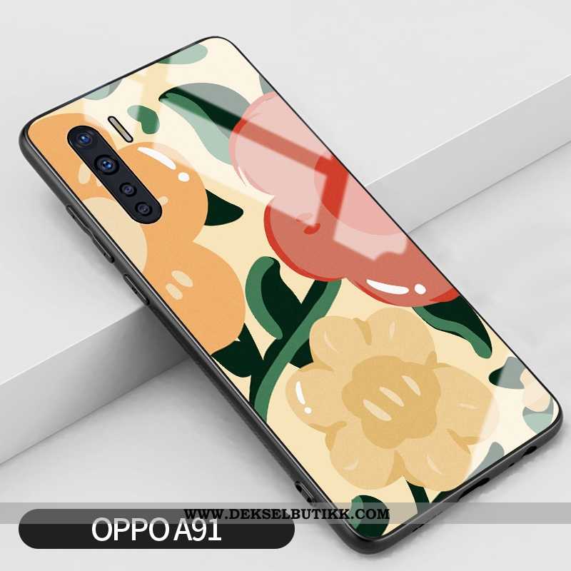 Etui Oppo A91 Vintage Liten Mote Deksel Gul, Oppo A91 Trend På Nett