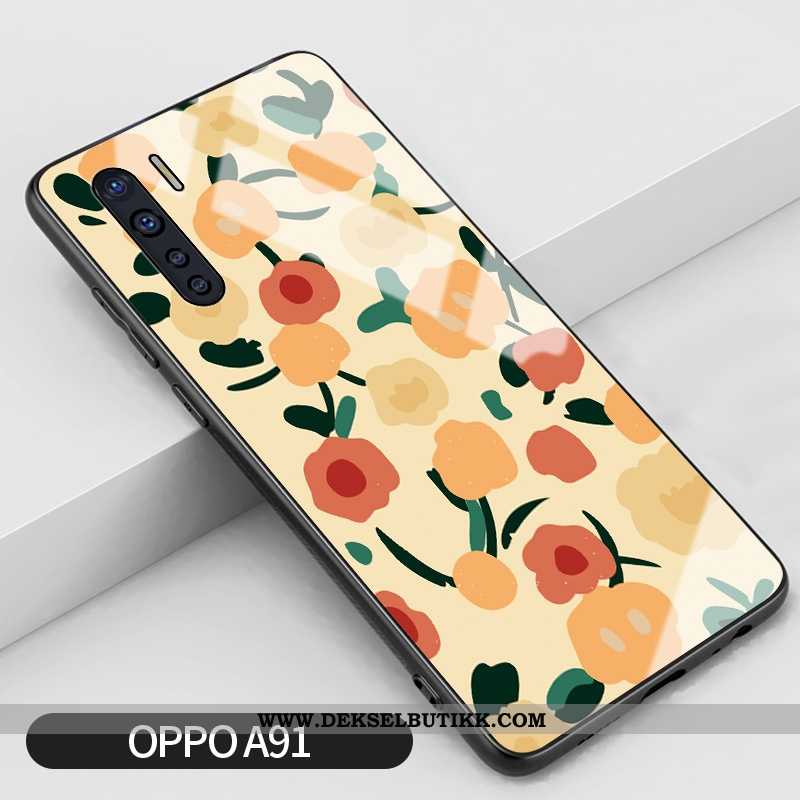 Etui Oppo A91 Vintage Liten Mote Deksel Gul, Oppo A91 Trend På Nett