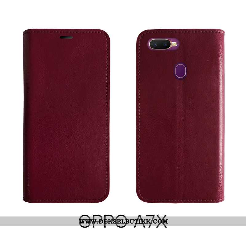 Etui Oppo Ax7 Skinn Hard Deksel Silikon Rød, Oppo Ax7 Vintage Kjøpe