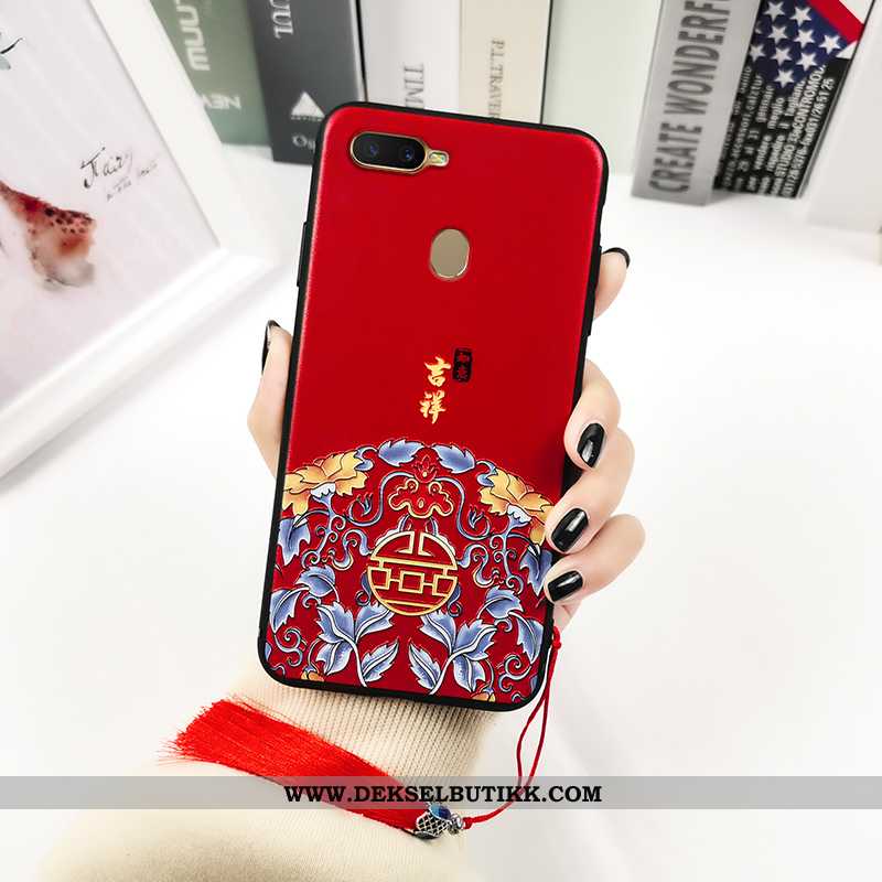 Etui Oppo Ax7 Vintage Net Red Av Personlighet Myke Rød, Deksel Oppo Ax7 Trend Butikk