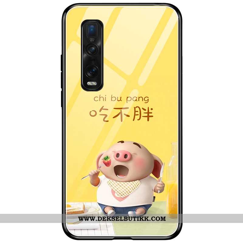 Etui Oppo Find X2 Pro Cartoon Av Personlighet Glass Kreativ Gul, Deksel Oppo Find X2 Pro Vakker Tilb