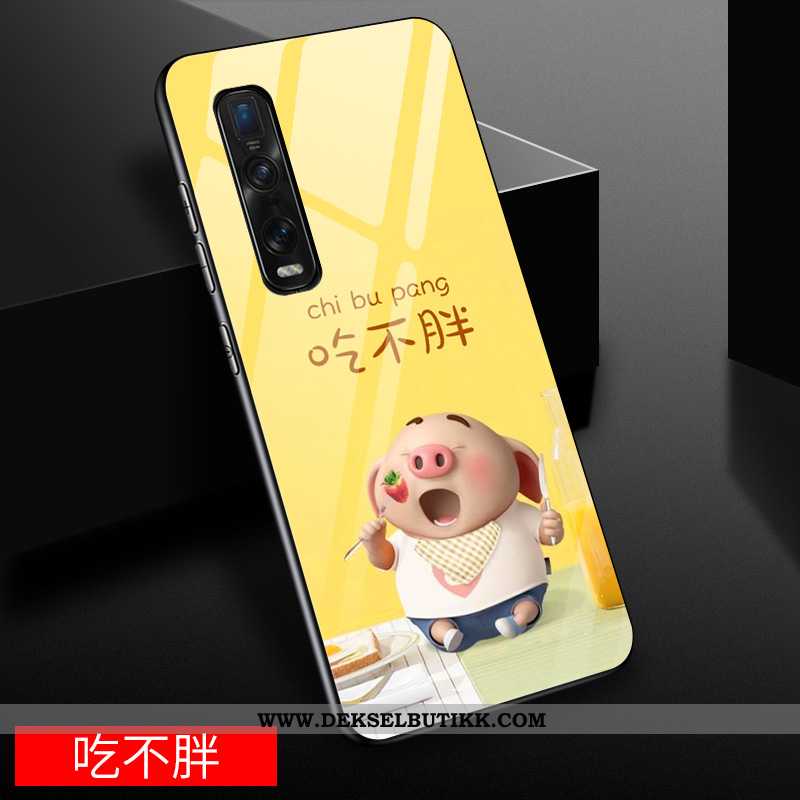 Etui Oppo Find X2 Pro Cartoon Av Personlighet Glass Kreativ Gul, Deksel Oppo Find X2 Pro Vakker Tilb