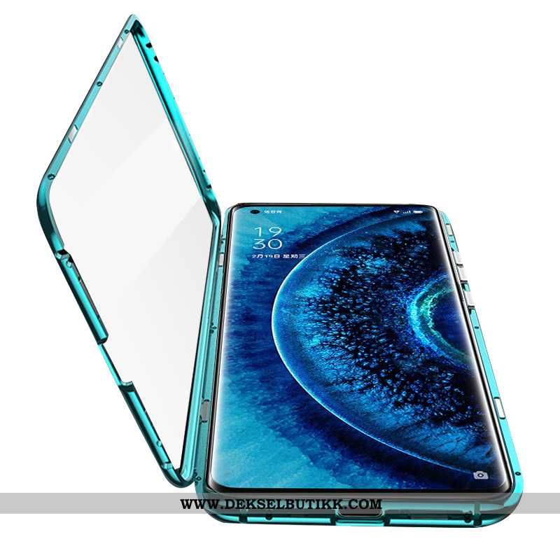 Etui Oppo Find X2 Pro Glass Frame Magnetisk Anti-fall Grønn, Deksel Oppo Find X2 Pro Gjennomsiktig B