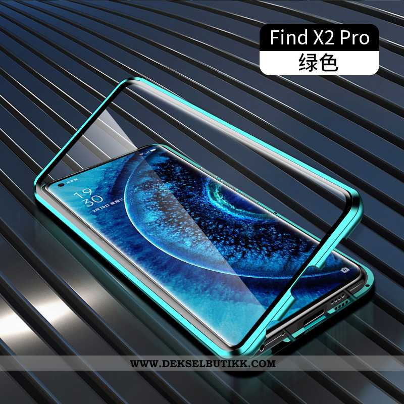 Etui Oppo Find X2 Pro Glass Frame Magnetisk Anti-fall Grønn, Deksel Oppo Find X2 Pro Gjennomsiktig B