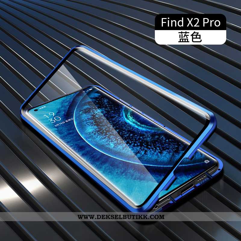 Etui Oppo Find X2 Pro Glass Frame Magnetisk Anti-fall Grønn, Deksel Oppo Find X2 Pro Gjennomsiktig B