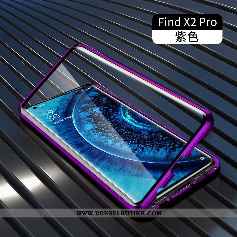 Etui Oppo Find X2 Pro Glass Frame Magnetisk Anti-fall Grønn, Deksel Oppo Find X2 Pro Gjennomsiktig B