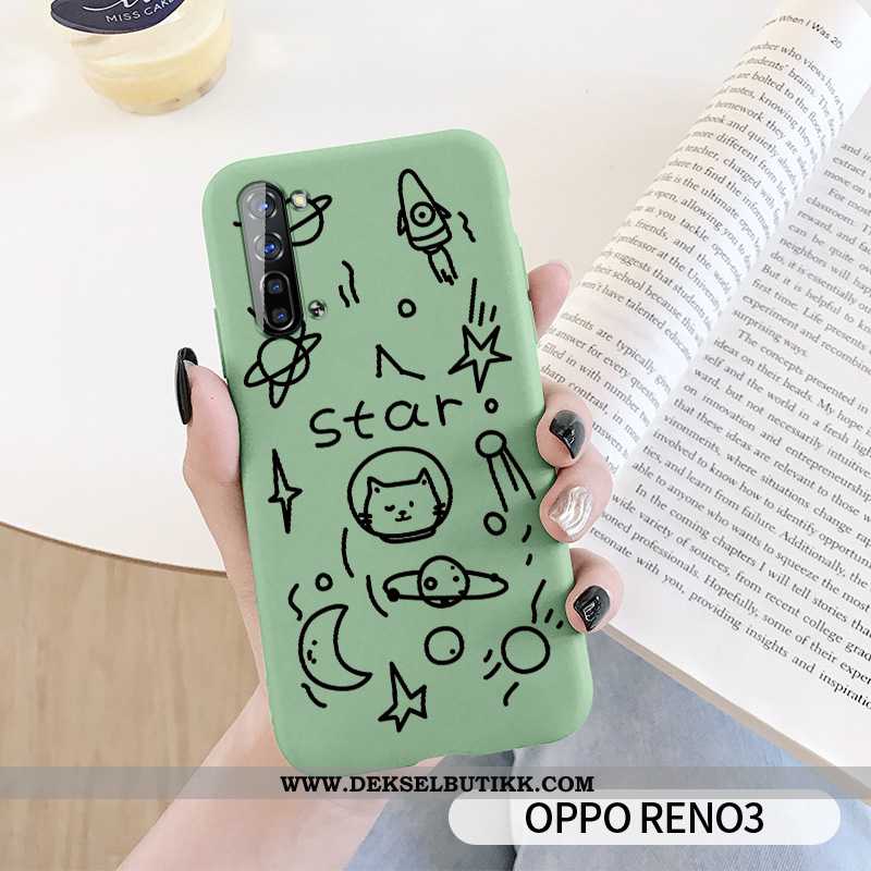 Etui Oppo Reno 3 Beskyttelse Silikon Anti-fall Deksel Grønn, Oppo Reno 3 Av Personlighet Billig