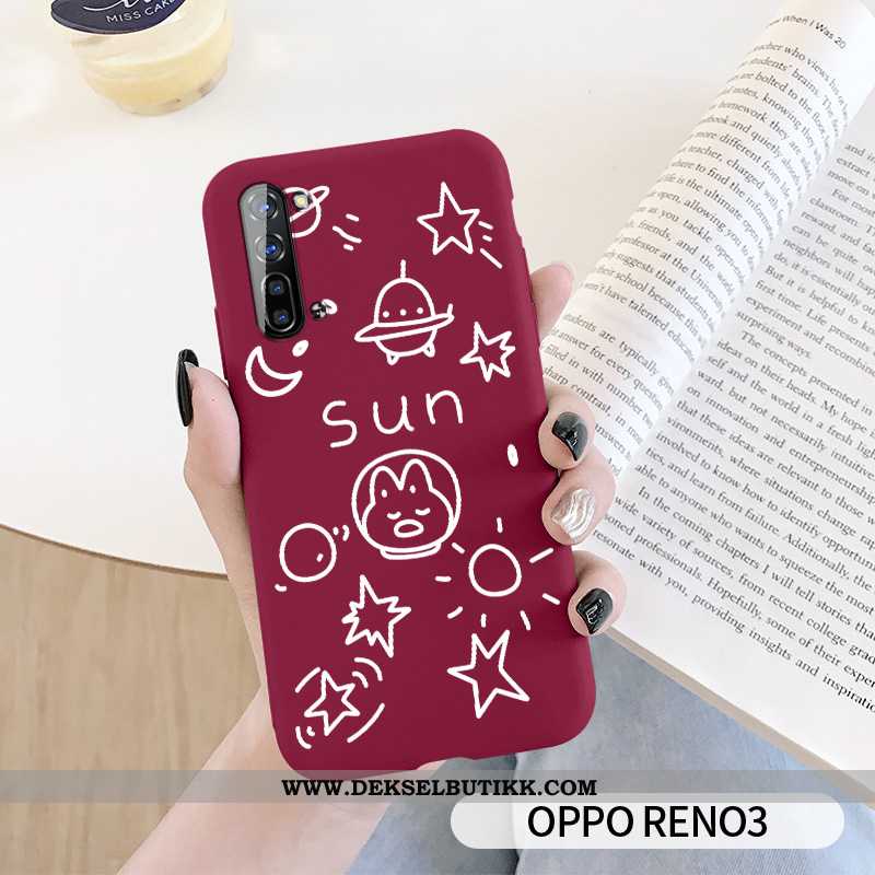 Etui Oppo Reno 3 Beskyttelse Silikon Anti-fall Deksel Grønn, Oppo Reno 3 Av Personlighet Billig