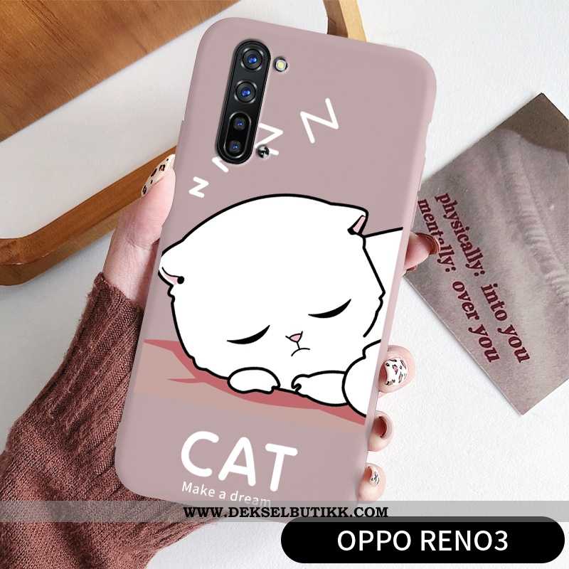 Etui Oppo Reno 3 Cartoon Myke Lovers Rosa, Deksel Oppo Reno 3 Vakker Kjøpe