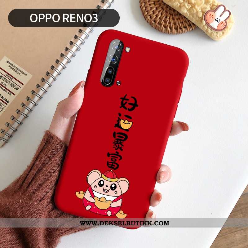 Etui Oppo Reno 3 Kreativ Lovers Rat Anti-fall Rød, Deksel Oppo Reno 3 Cartoon På Nett