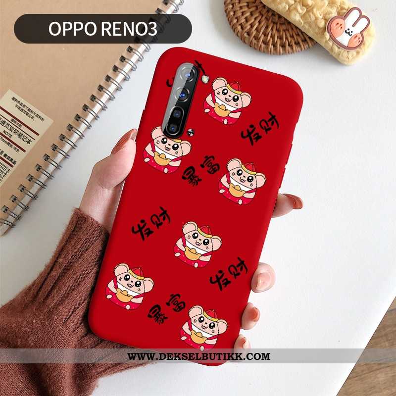 Etui Oppo Reno 3 Kreativ Lovers Rat Anti-fall Rød, Deksel Oppo Reno 3 Cartoon På Nett