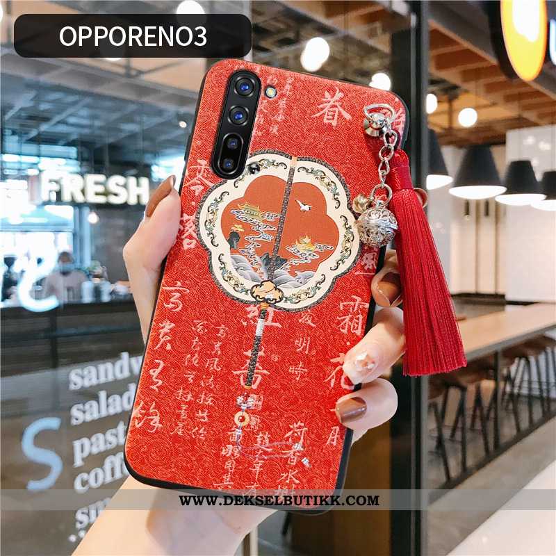 Etui Oppo Reno 3 Kreativ Nye Kinesisk Stil Deksel Rød, Oppo Reno 3 Vintage Tilbud